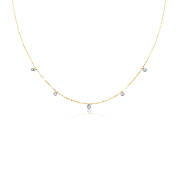Two Tone Five Diamond Confetti Necklace