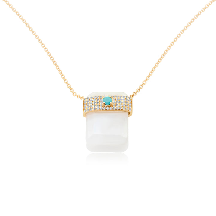 Diamond Turquoise Wrapped Moonstone Necklace
