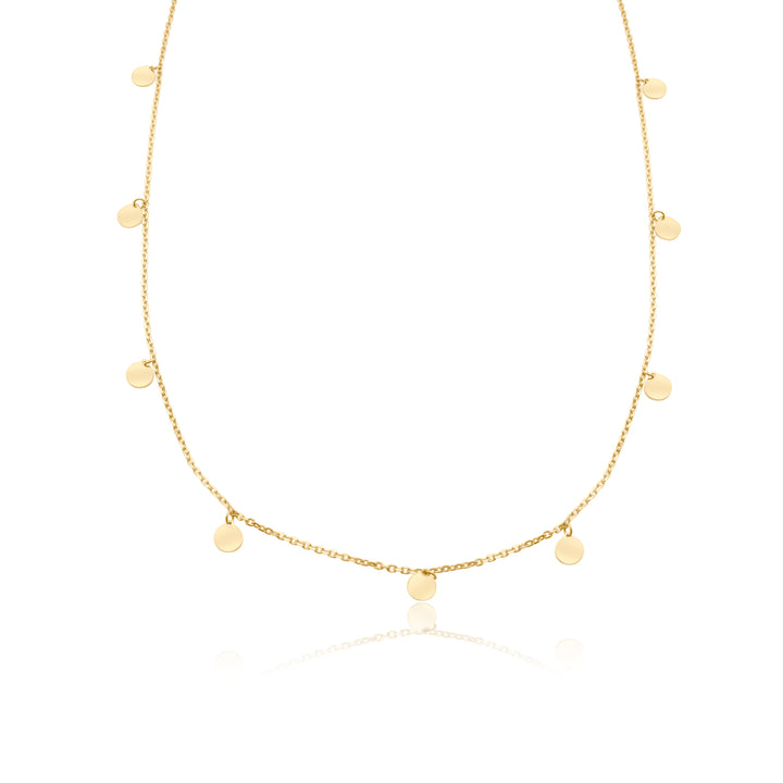 Golden Dangle Disc Necklace