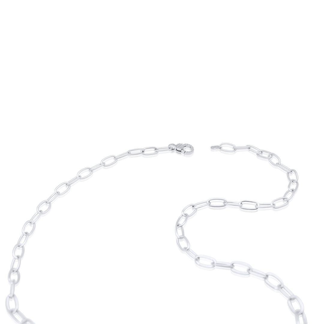 Oval Link Chain with Double-sided Diamond Clasp