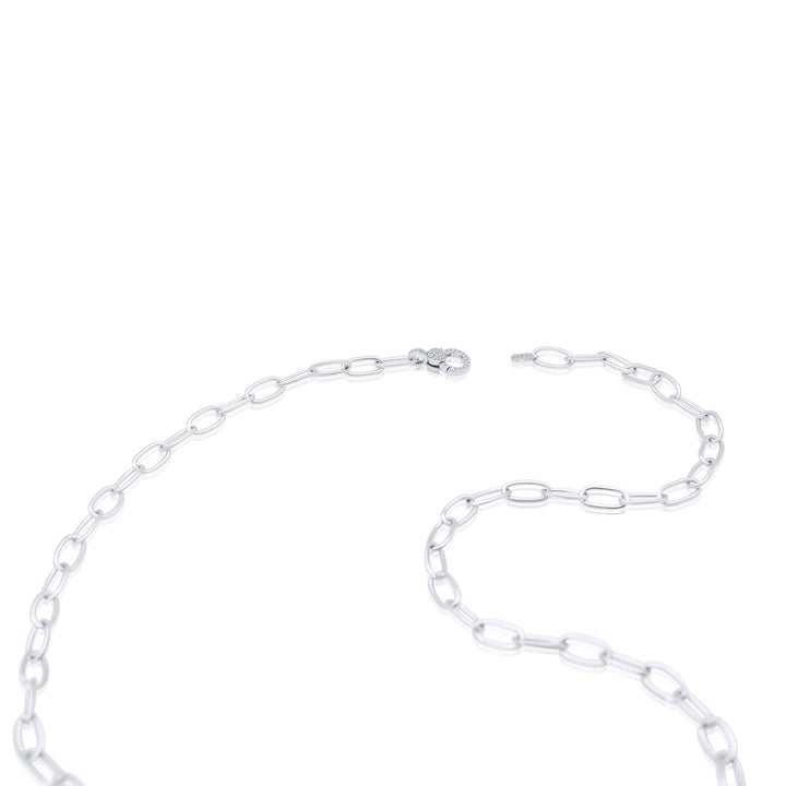 Oval Link Chain with Double-sided Diamond Clasp