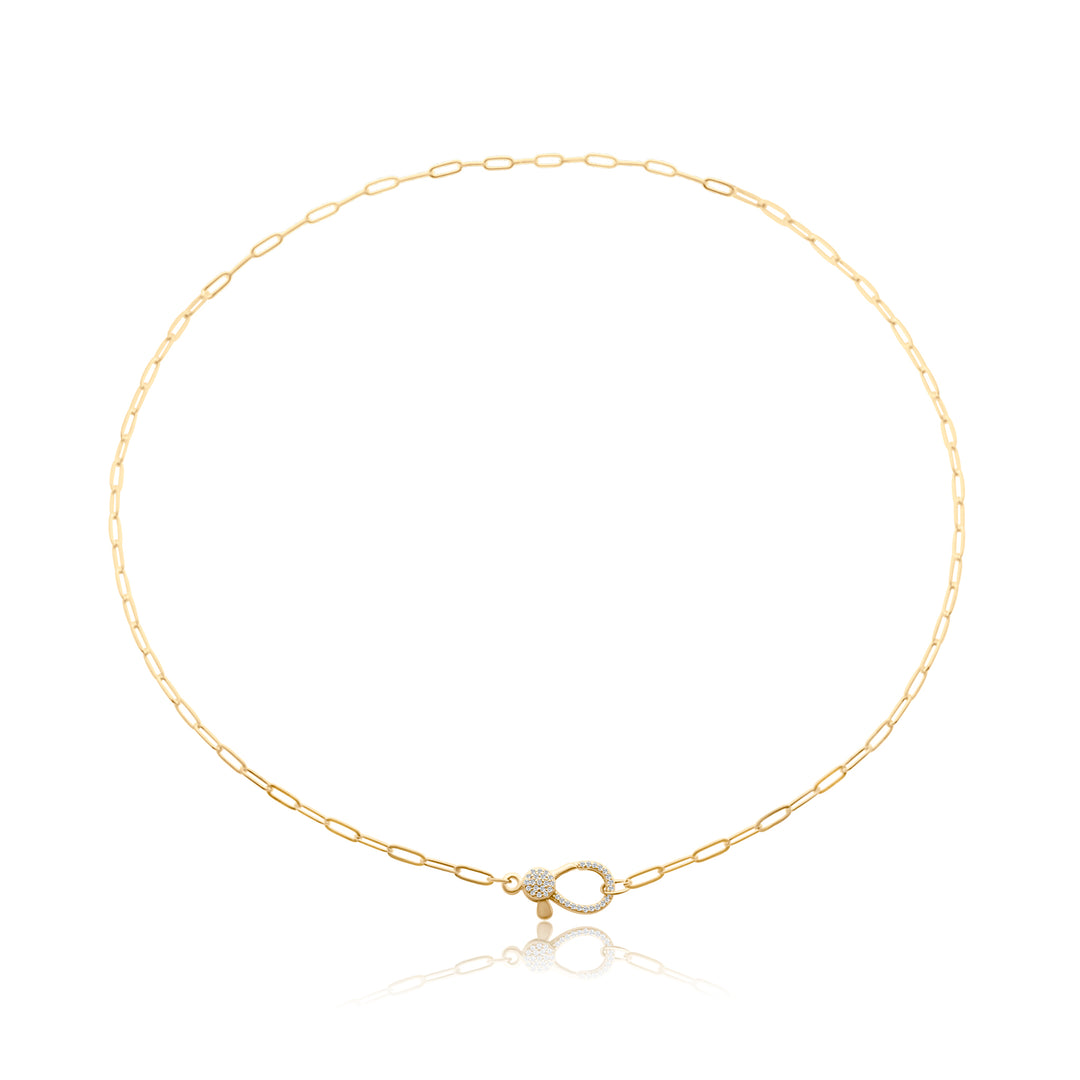 Paperclip Chain Necklace with Diamond Clasp