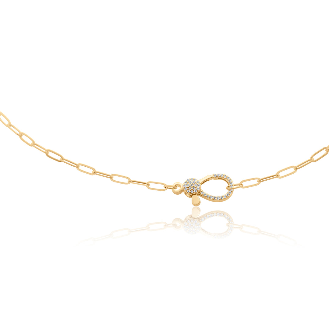 Paperclip Chain Necklace with Diamond Clasp