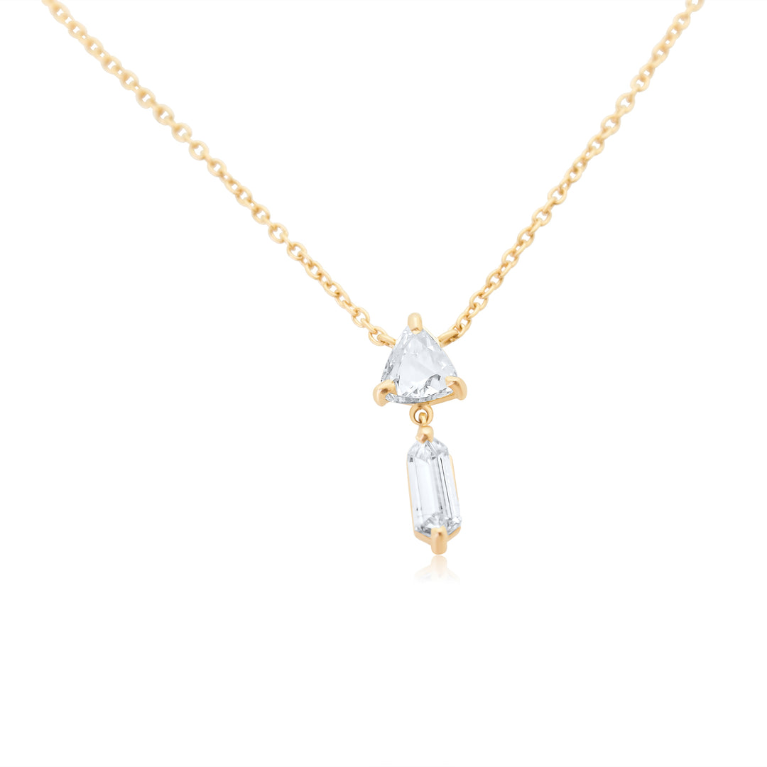 Triangle Rose Cut with Dangle Baguette Diamond Necklace