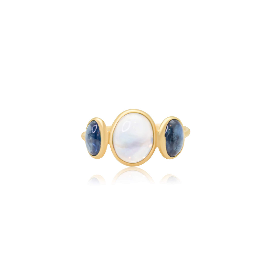 3 Dome Sapphire Moonstone Ring