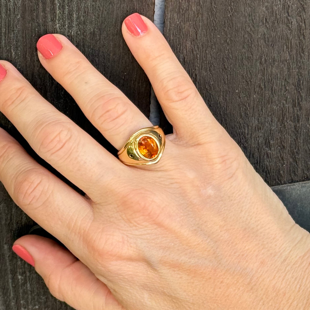 Bold Gold Citrine and Sapphire Ring
