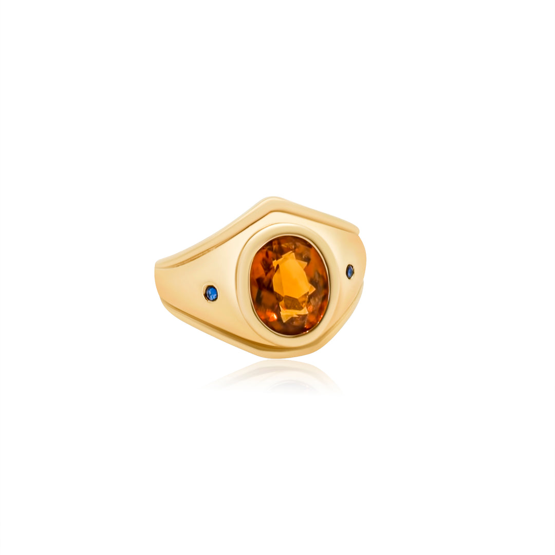 Bold Gold Citrine and Sapphire Ring