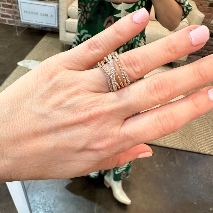 Two Tone Diamond Twister Ring