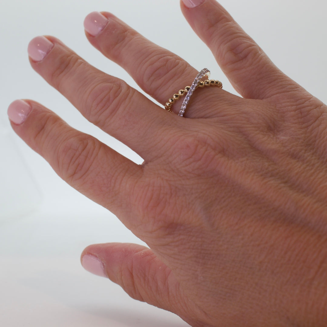 Diamond Bead X Ring