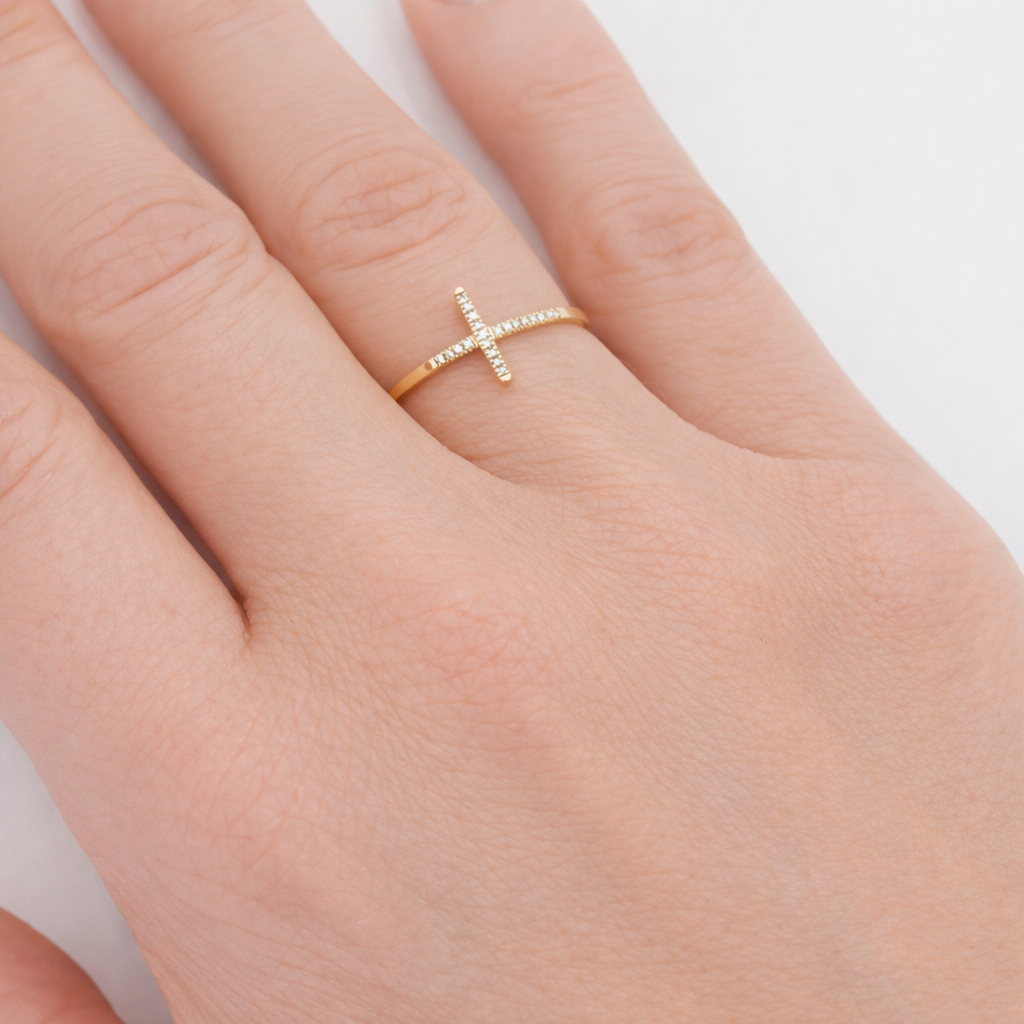 Horizontal Diamond Cross Ring
