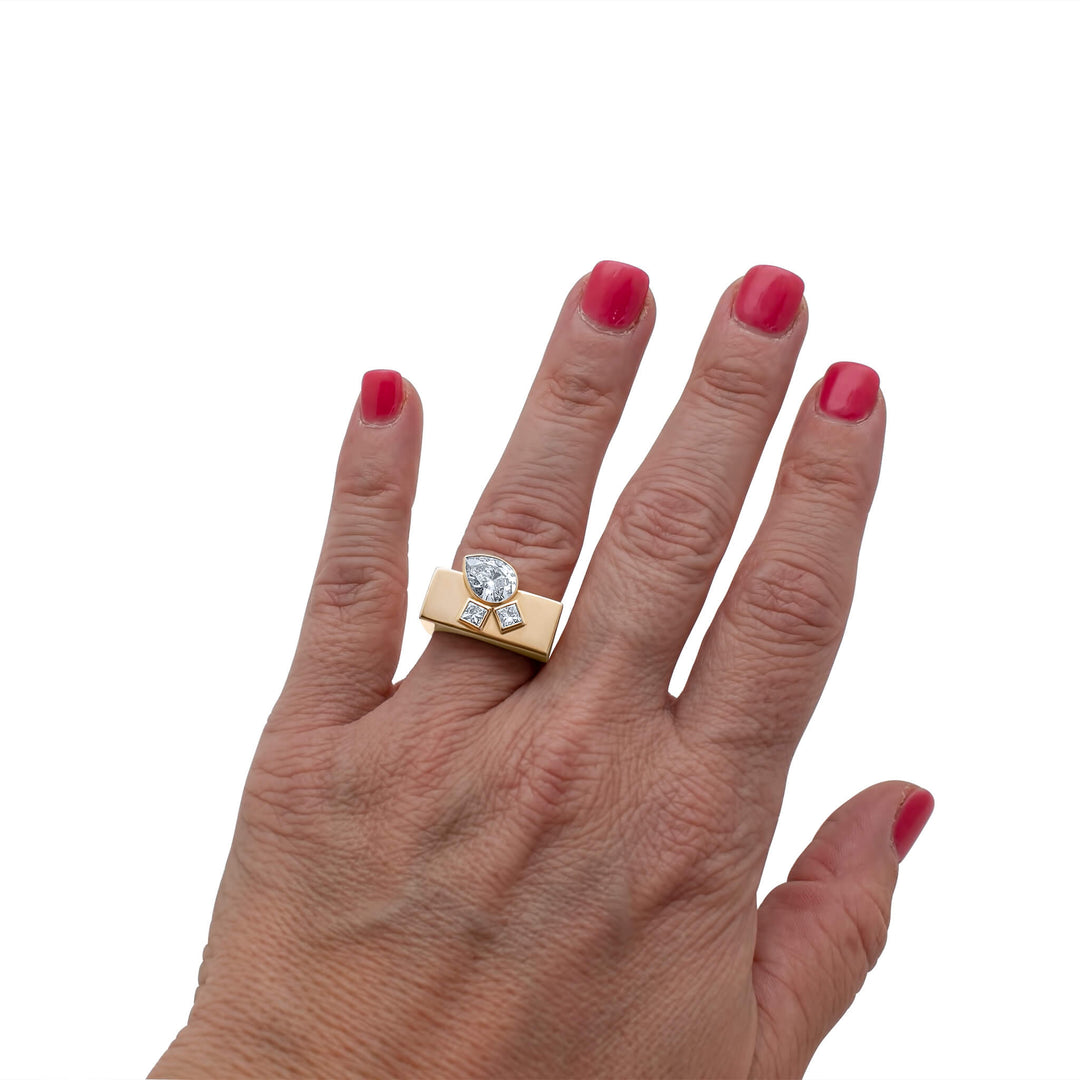 Pear Diamond Gypsy Ring