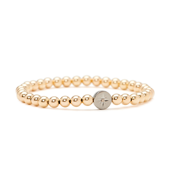 Gold Bead with Diamond Bead Bracelet