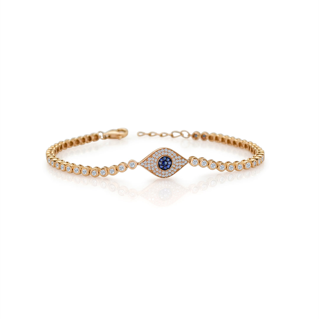 Diamond Sapphire Evil Eye Tennis Bracelet