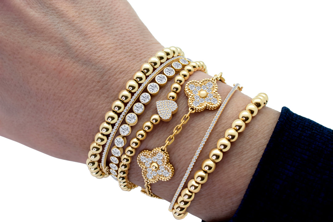 Gold Bead with Diamond Bead Bracelet