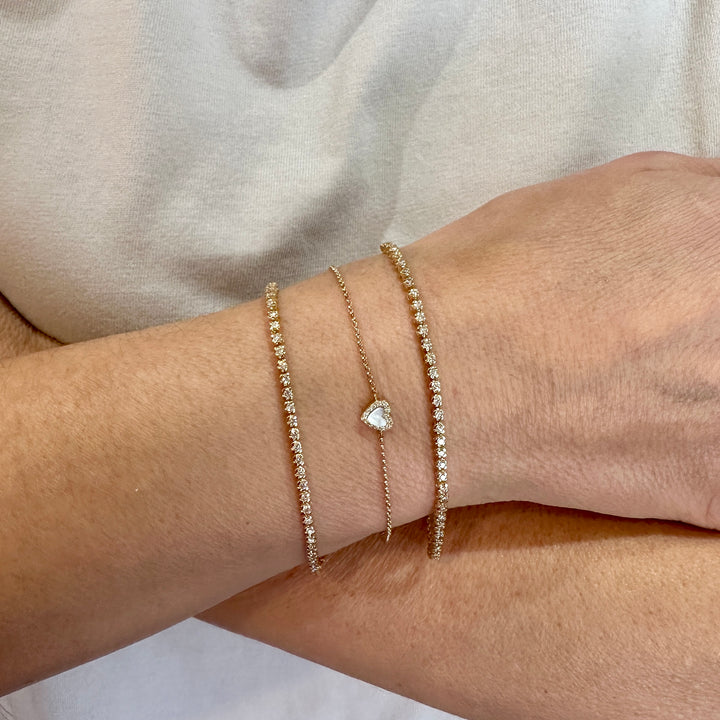 Mother of Pearl Diamond Heart on Chain Bracelet