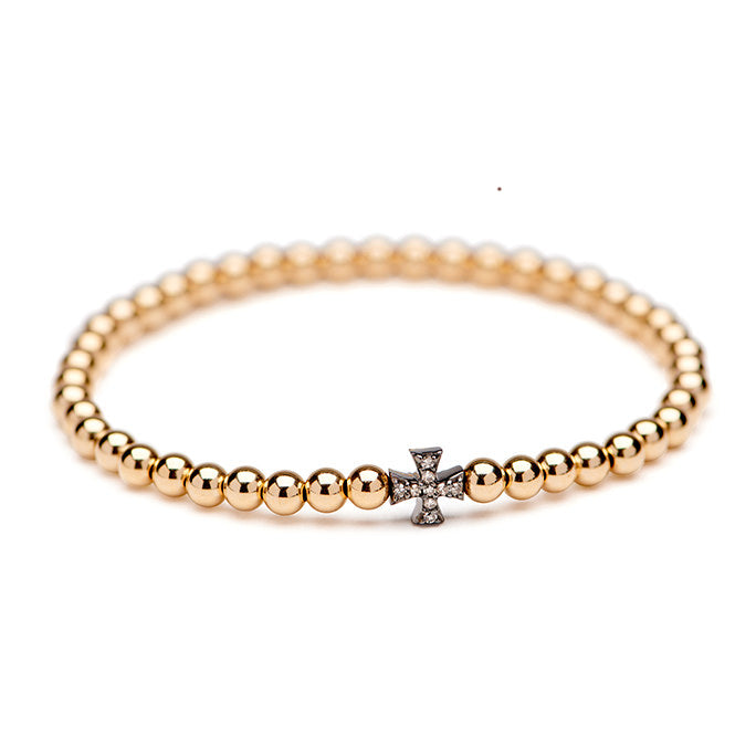 Gold Bead with Diamond Bead Bracelet