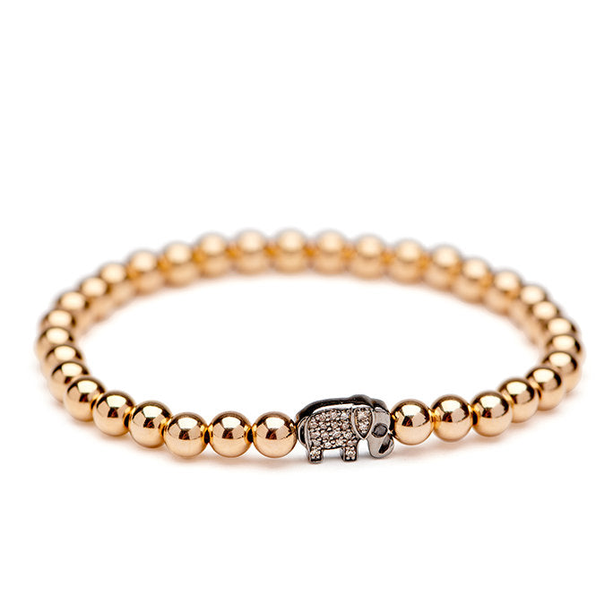 Gold Bead with Diamond Bead Bracelet