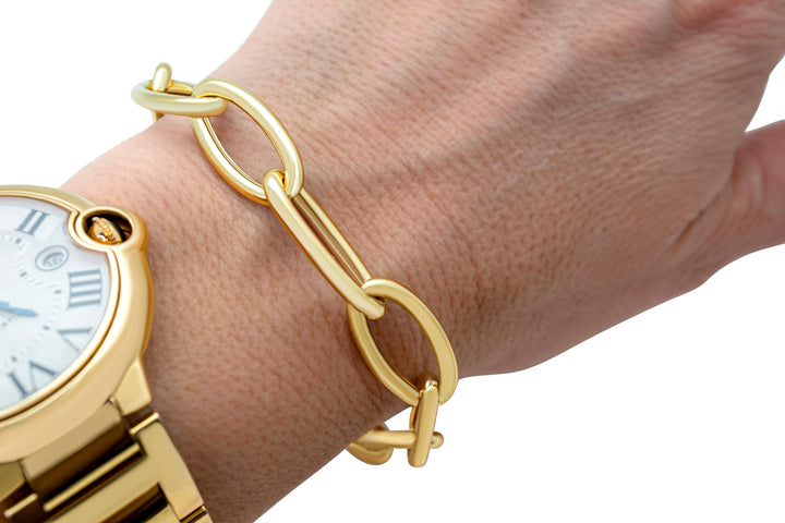 Large Heavy Gold Oblong Chain Bracelet