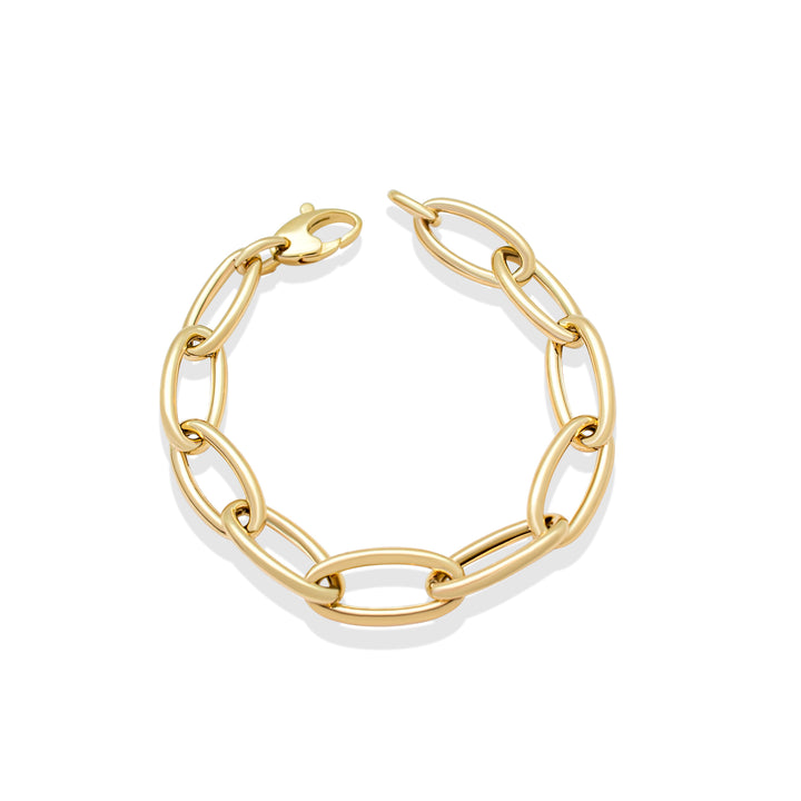 Large Heavy Gold Oblong Chain Bracelet