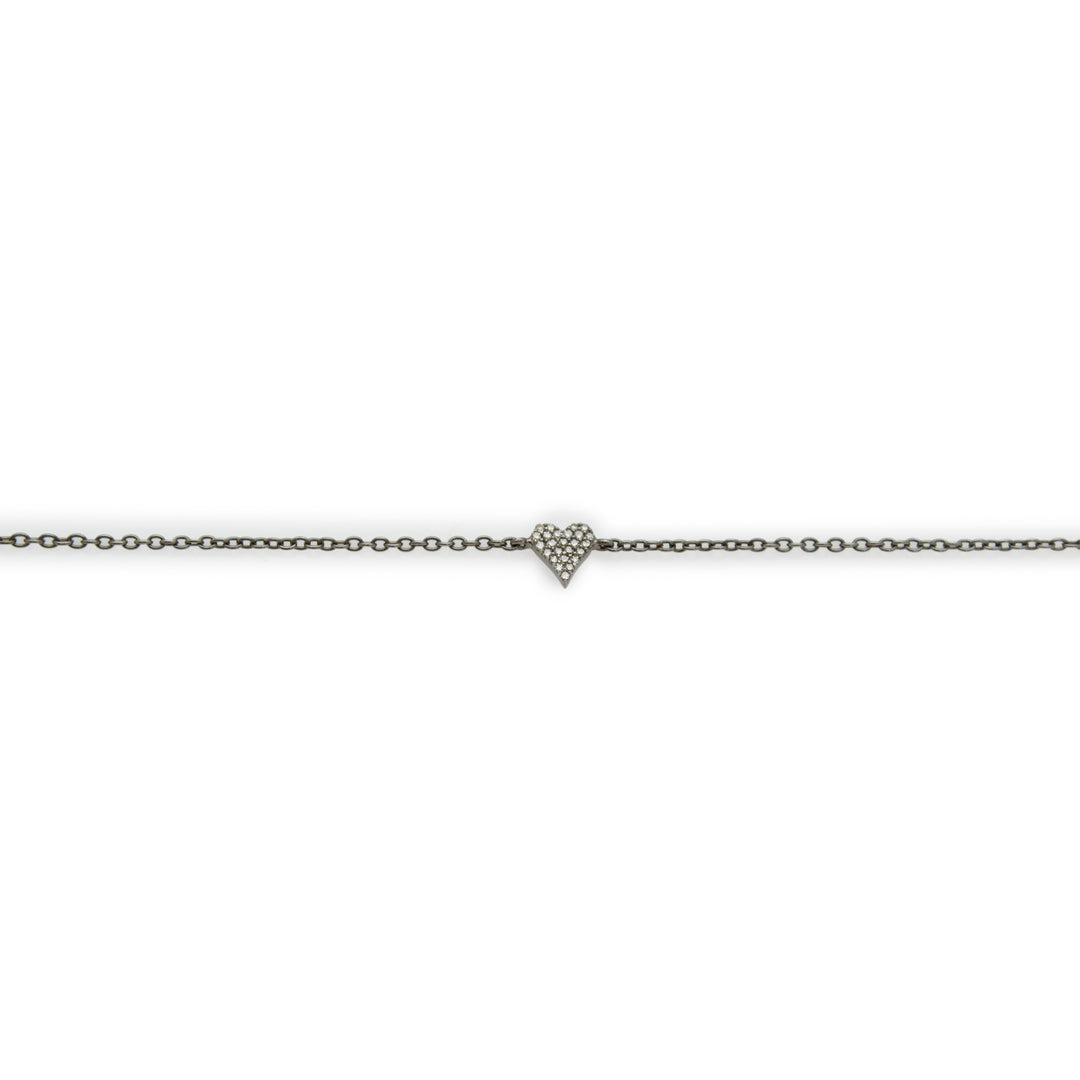 Mini Diamond Heart on Chain Bracelet