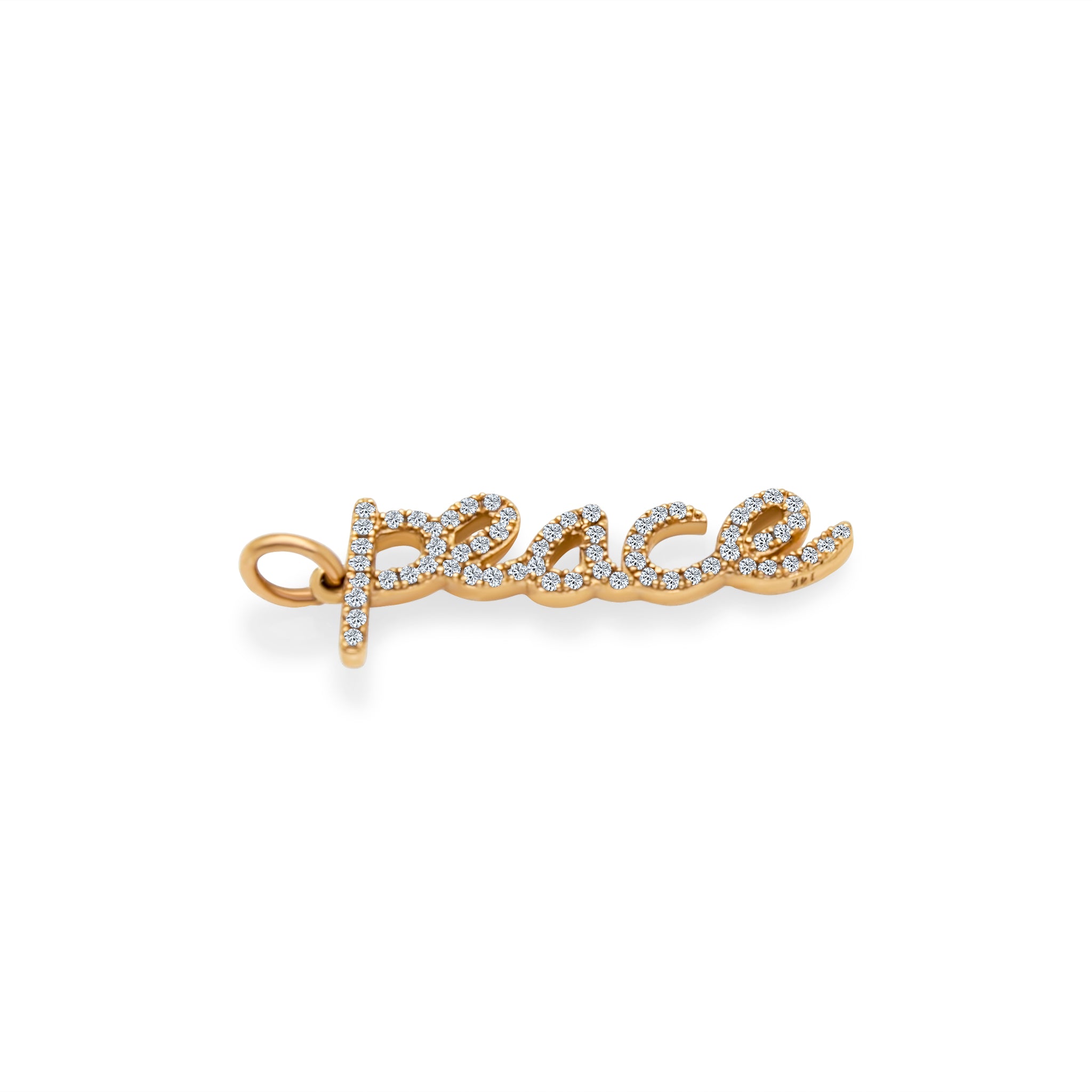 Bell In Cursive Cursive Diamond Peace Charm – S. Bell Designs