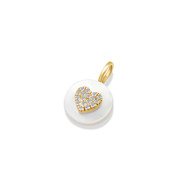 Diamond on Mother of Pearl Disc Charm