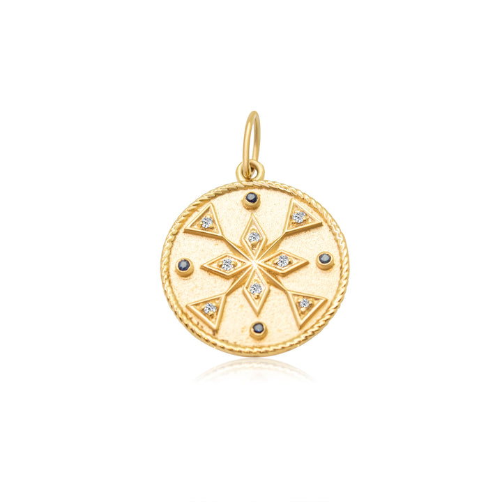 Diamond and Sapphire Round Maltese Charm