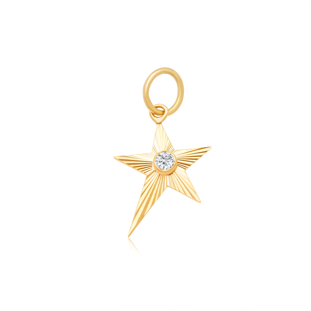 Fluted Diamond Star Charm