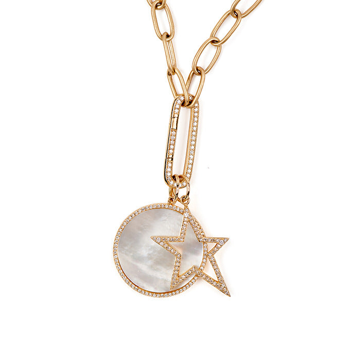 Diamond Mother of Pearl Disc Charm