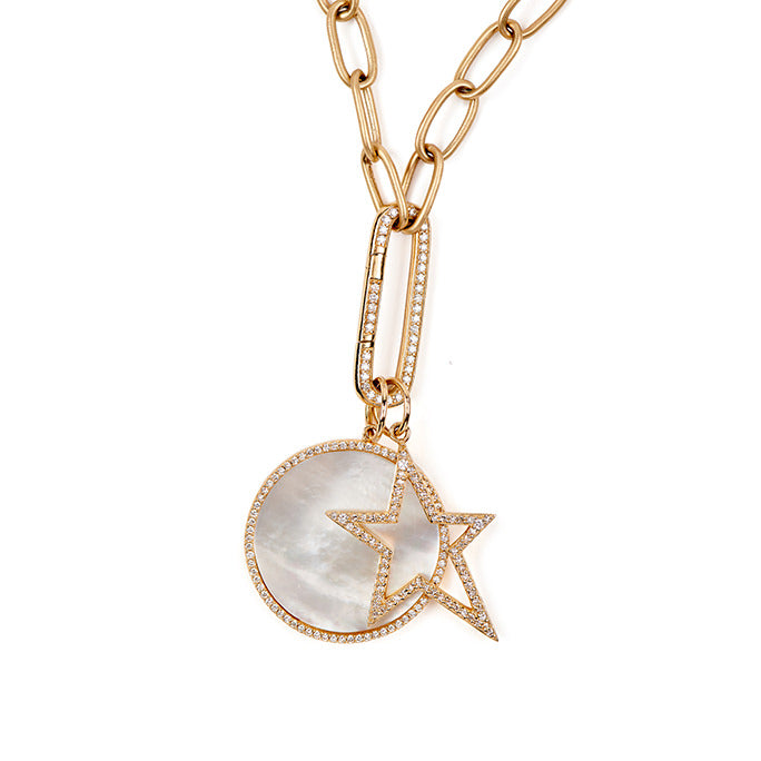 Mother of Pearl Diamond Disc Charm