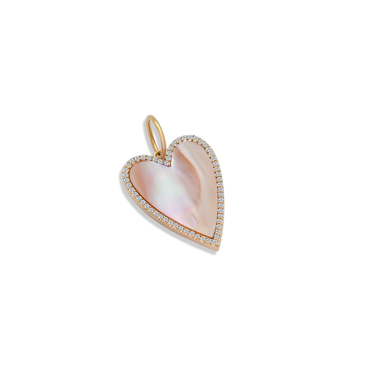 Pink Mother of Pearl Diamond Heart Charm
