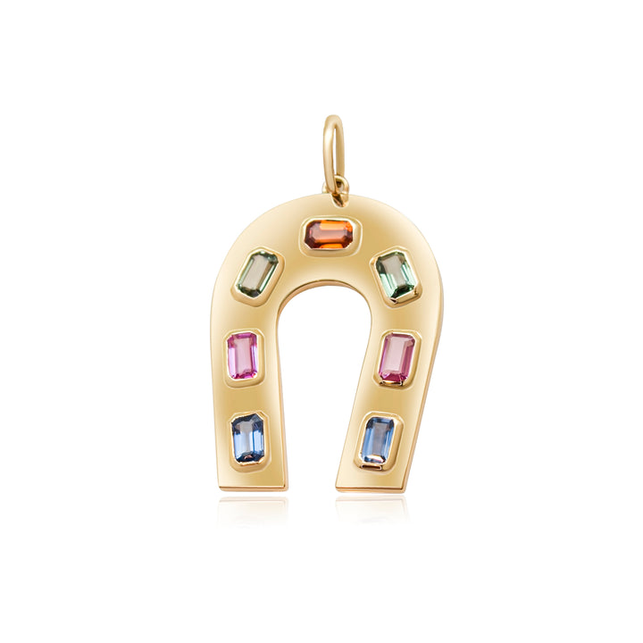 Sapphire Studded Horseshoe Charm