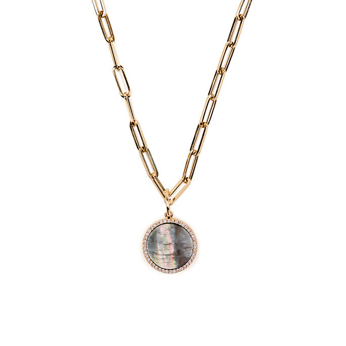 Small Grey Mother of Pearl Diamond Disc Charm