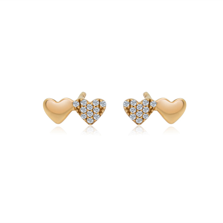Double Pave Heart Studs