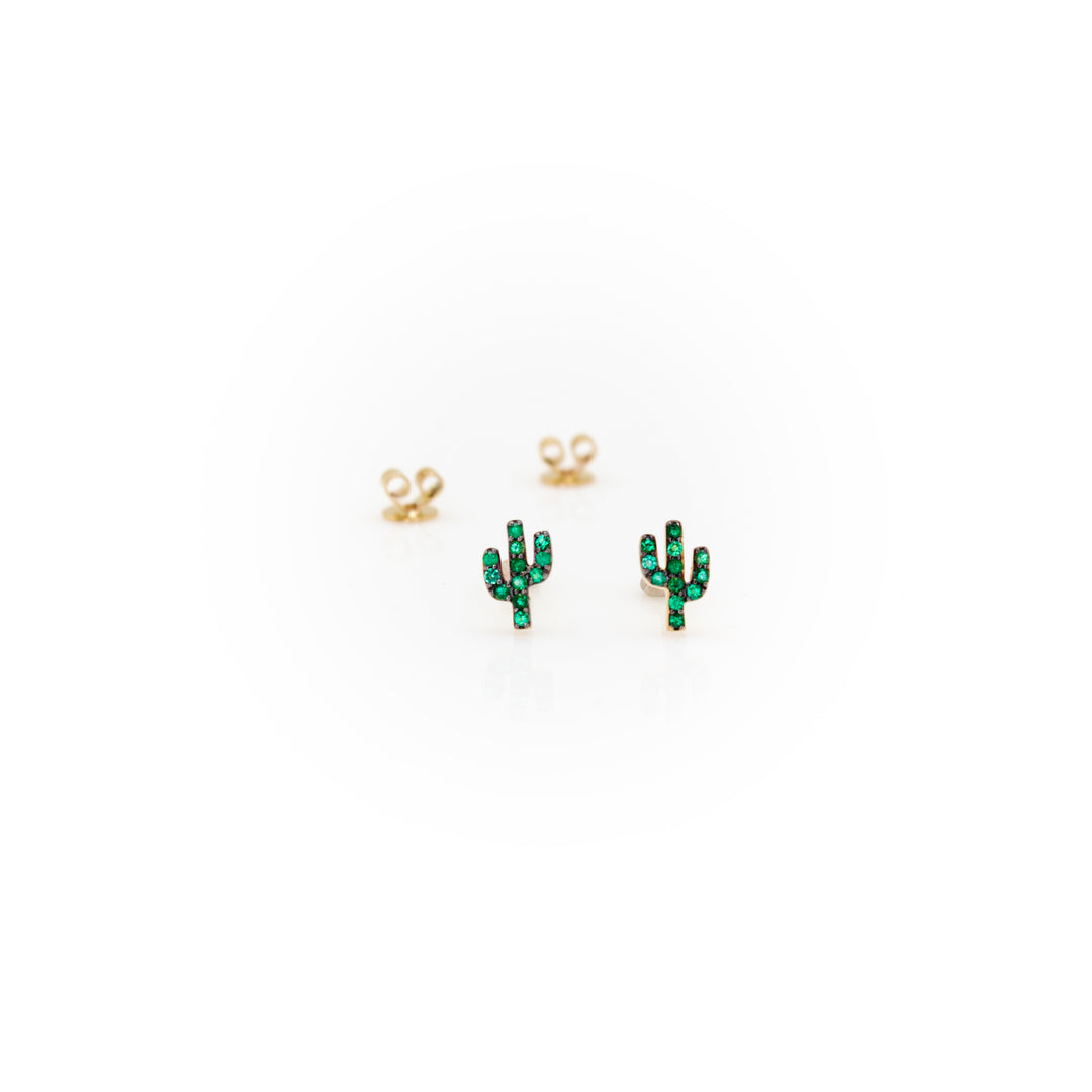 Emerald Cactus Studs