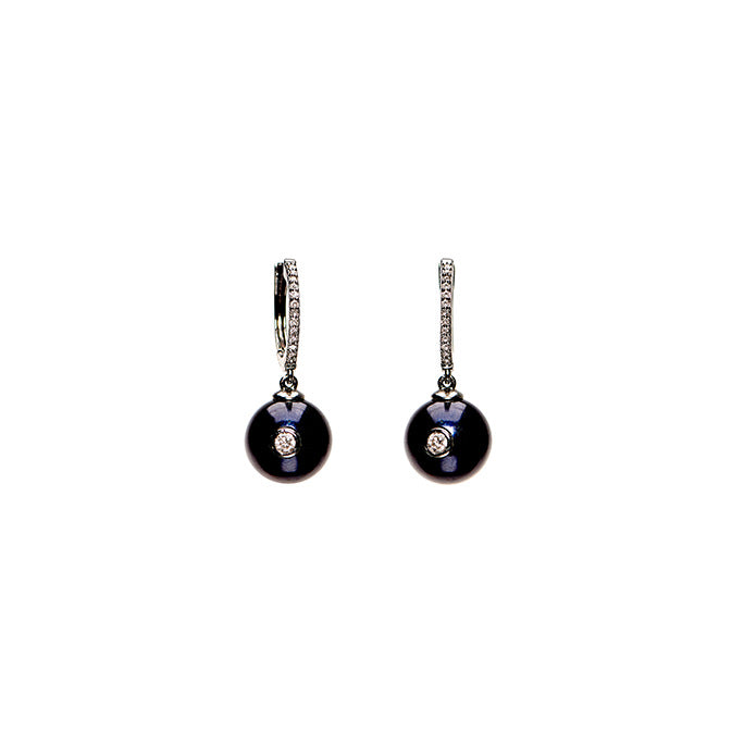 Dangle Pearl Diamond Huggies