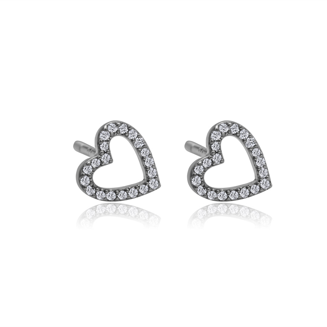 Open Diamond Heart Studs