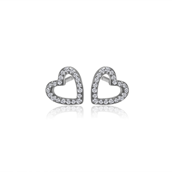 Open Diamond Heart Studs