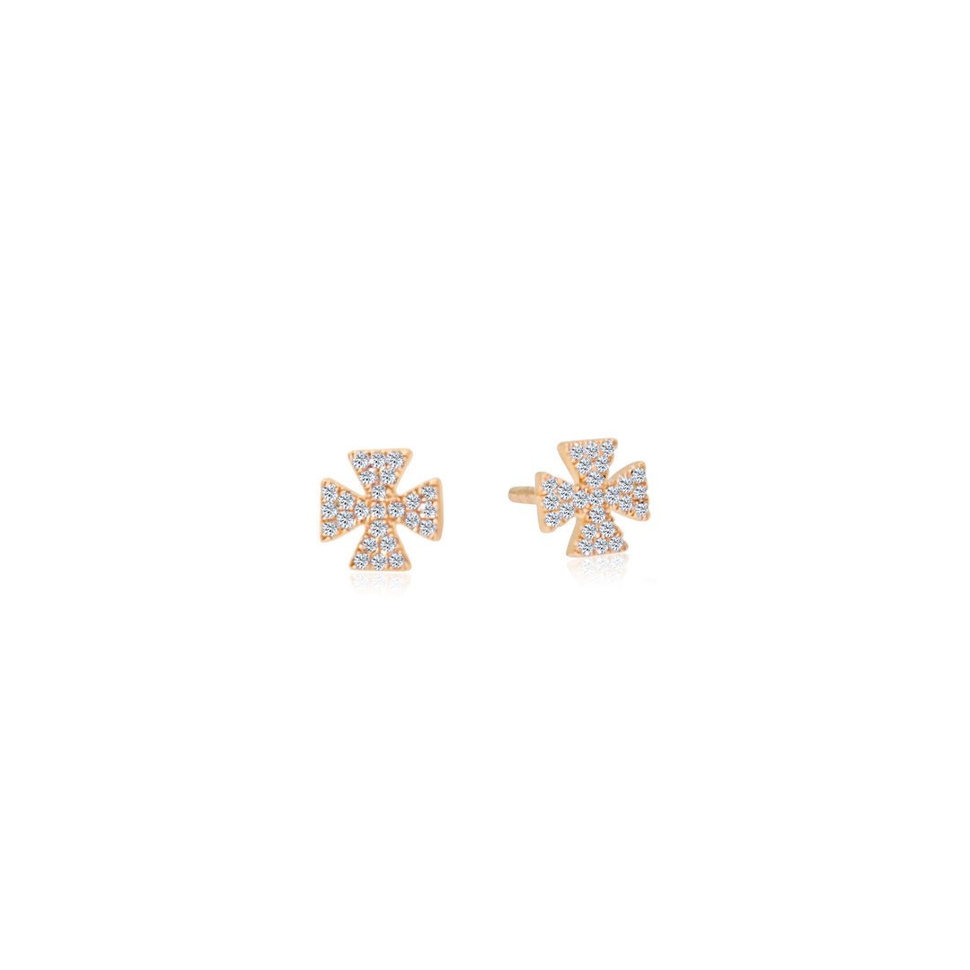 Diamond Square Cross Studs