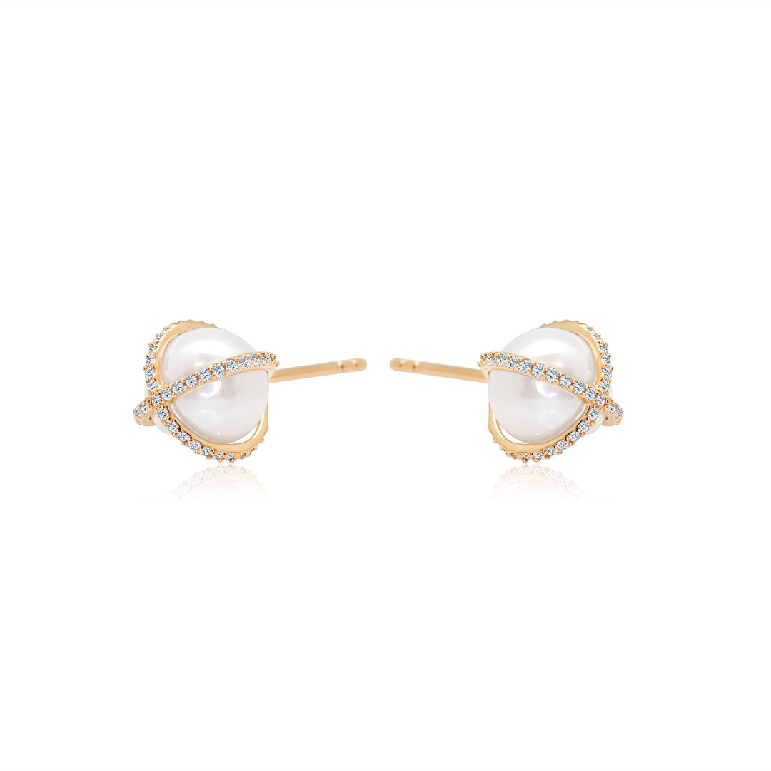 Diamond X Pearl Studs