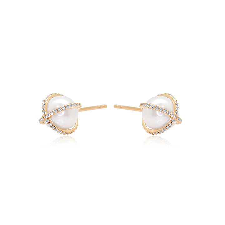 Diamond X Pearl Studs