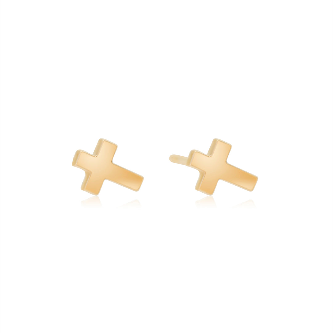 Mini Gold Cross Studs