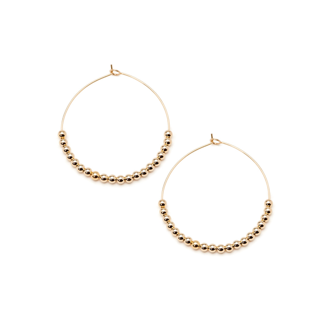 Large Flat Beaded Hoop Earrings Large Flat Beaded Hoop Earrings