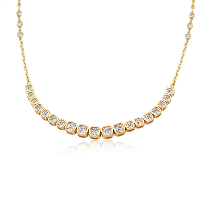 Diamond Cushion Tennis Necklace on Chain