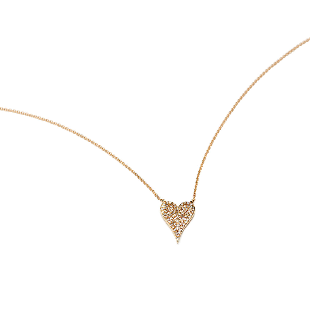 Elongated Diamond Heart Necklace