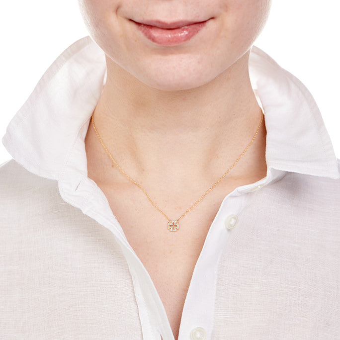 Diamond Square Cross Necklace