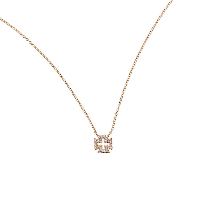 Diamond Square Cross Necklace
