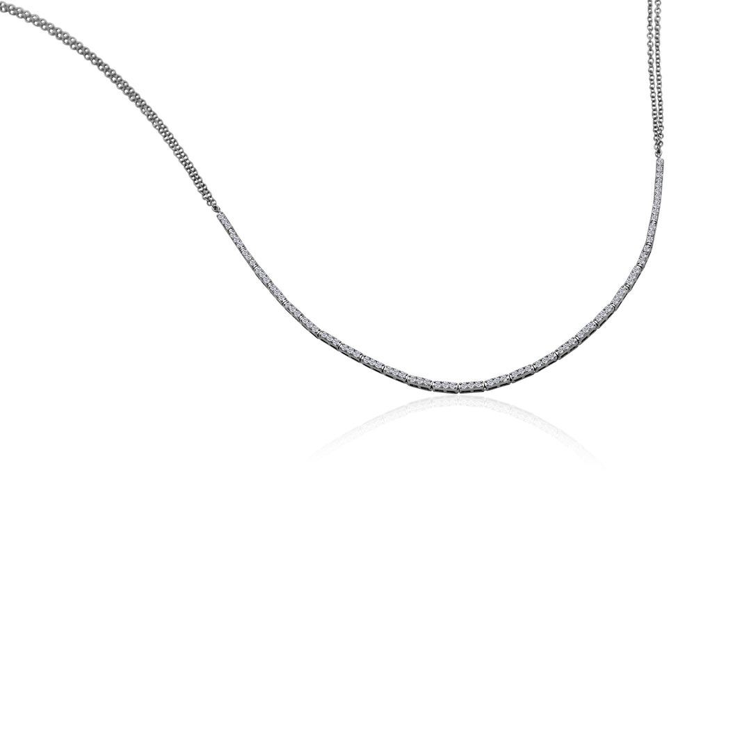 Half Diamond Tennis Necklace