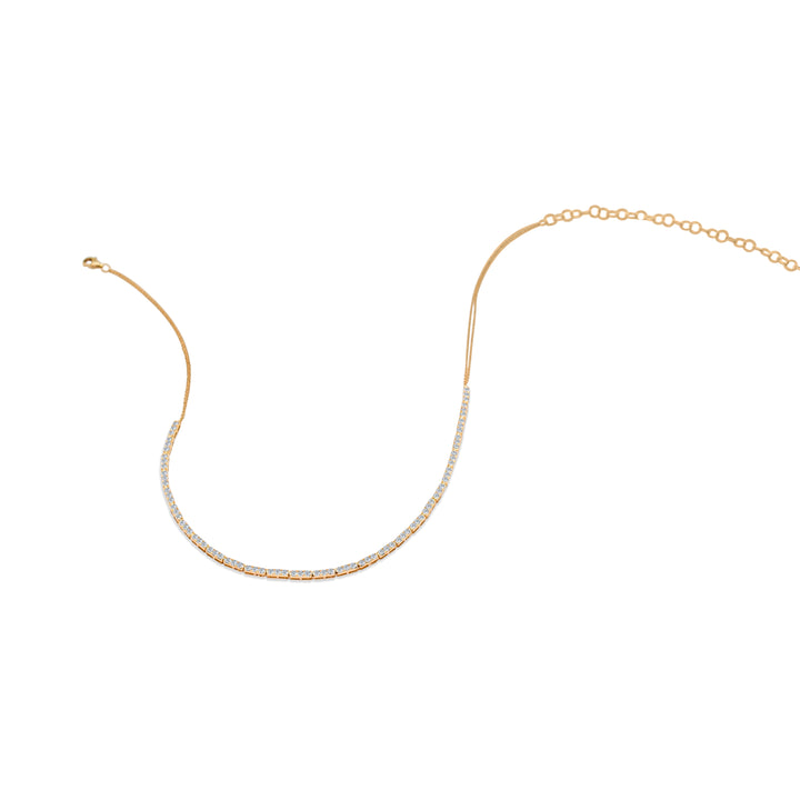 Half Diamond Tennis Necklace