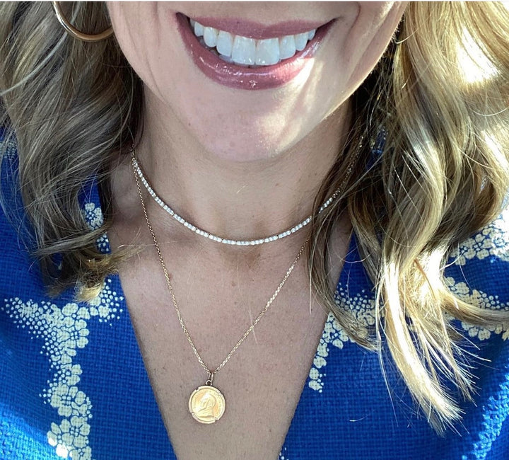 Half Diamond Tennis Necklace